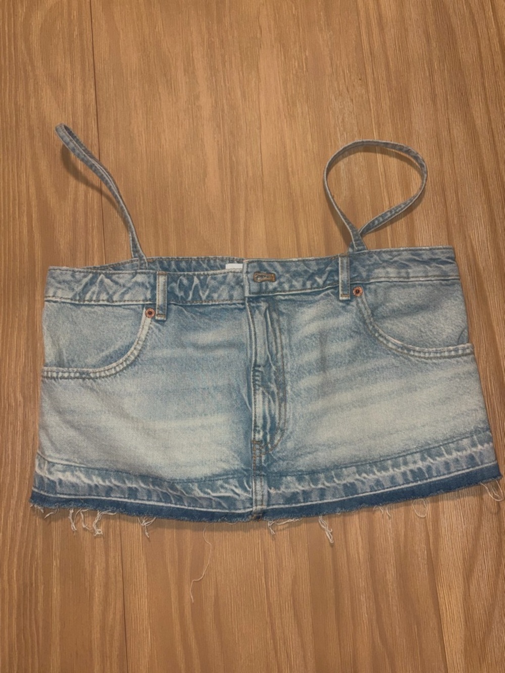 Zara Light Wash Denim Corset Top